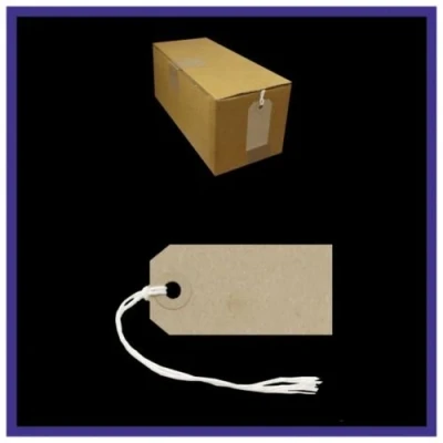 Image of 1000 Brown BUFF Strung Tags 70mm x 35mm Small Luggage Manilla Tie On Tag Craft
