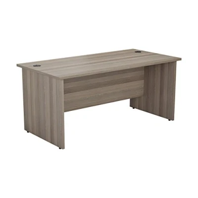 Image of Office Hippo Heavy Duty Rectangular Desk, Home Table, Integrated Cable Ports, PC Desk For or Home, 5 Yr Wty, MFC, Grey Oak, 120cm x 80cm