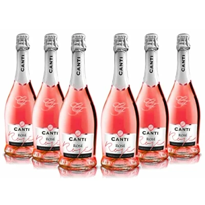 Image of Canti Cuvèe, Rose Sparkling Extra Dry 11% Wine, Italian Glera and Pinot Noir Grape Varieties from Veneto, Fresh Fruity Taste, 6x750 ml