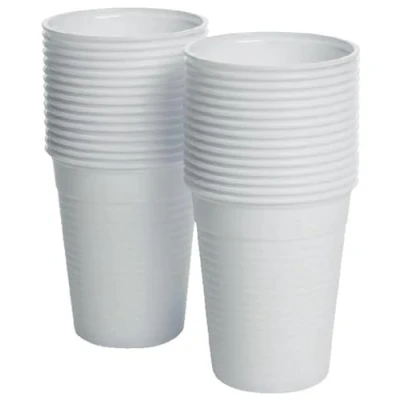 Image of KAV Disposable White Plastic Cups 7oz Glasses for Travel, Wedding Party, Picnic, Wine, Juice, Dessert, Cold Drinks, Drinking Water, Coolers, Vending (180 ml) (Pack of 100)