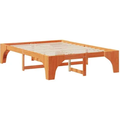 Image of Floor Bed Frame with Storage Brown 160 x 200 cm Solid pine wood Vidaxl
