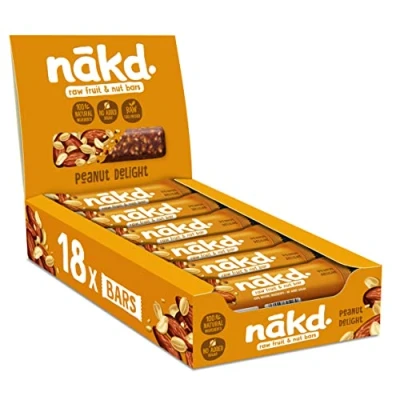 Image of Nakd Peanut Delight Natural Fruit &amp; Nut bars Vegan Healthy Snack Gluten Free 35g x 18