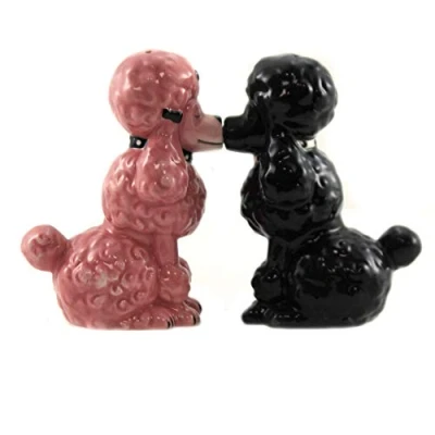 Image of Salt &amp; Pepper Shakers Set POODLES New Ceramic Kitchen Gifts 8587
