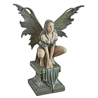 Image of Design Toscano Celtic Fairy&#039;s Perilous Perch Statue, Polyresin, Two Tone Stone, Small, 24 cm