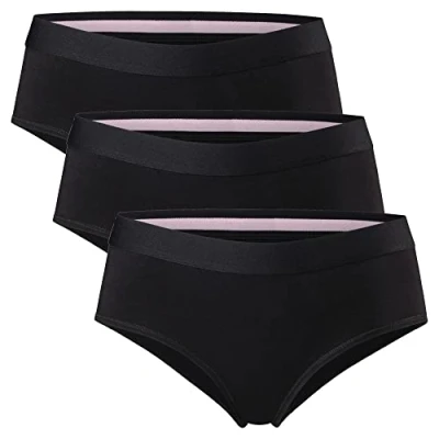 Image of DANISH ENDURANCE Women&#039;s Knickers, Hipsters for Women, Soft Organic Cotton, Comfort Fit, Cotton Knickers 3 Pack, Black, XL