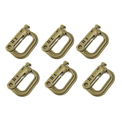 Image of 6 PCS Grimloc Molle Carabiner D Locking Ring Mount Clip Snap Hook Buckle