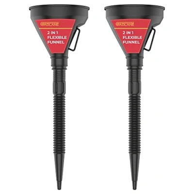 Image of GADLANE Car 2 In 1 Plastic Funnel With Extendable Flexible Spout Set OF Funnels for Petrol, Diesel, Screen Wash, Adblue, Add Blue, Water, Oil, Fuel, Coolant (PACK 2)