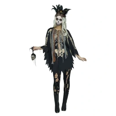Image of Morris &amp; Co Voodoo Poncho Fancy Dress Costume Standard Black