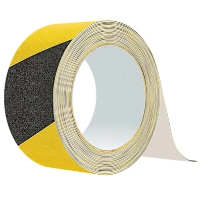Image of GTSE Premium Anti Slip Adhesive Tape, 5m x 50mm (2&quot;), Black/Yellow Hazard Warning Floor Marking Abrasive Roll