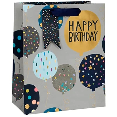 Image of Glick Luxury Gift Bag, Birthday Large Happy Paper Salad Balloons Wrap 260x315x135mm, Multi Colour