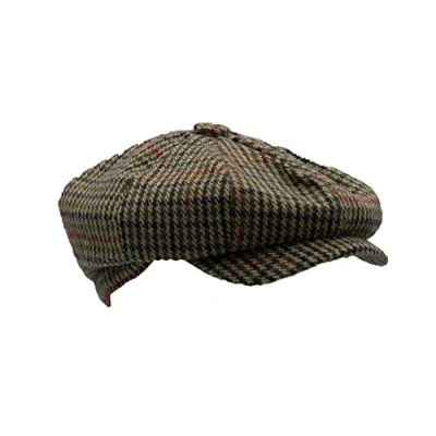Image of WALKER AND HAWKES Men&#039;s Brown Grey Classic Baker Boy Style 8 Panel Tommy Cap Check M (58cm)