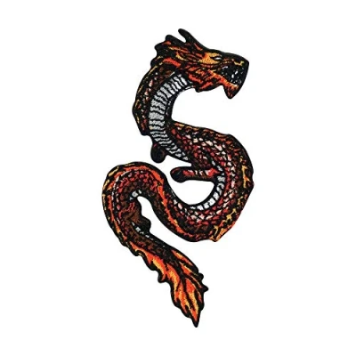 Image of Dragon Brand, Red Orange Dragons Patch, Fabric Applique Patch for Boys, Men