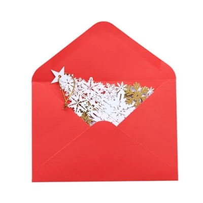Image of WELLDOER 3d Popup Christmas Greeting Cards Winter Snowflake Tree With Envelope For 2024 New Year Thanksgiving Day Gift Birthday