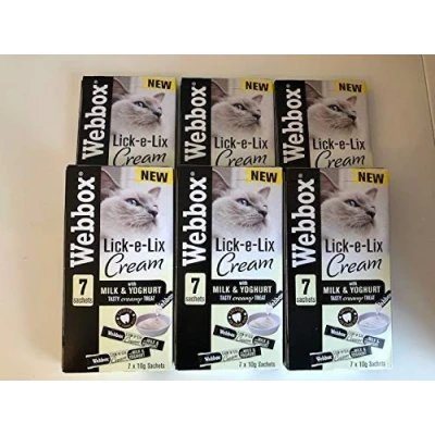Image of Webbox Lick e Lix Cream with Milk and Yoghurt 7 x 10g Sachets (Pack of 6)