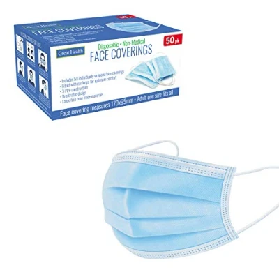 Image of Benross 91399 Disposable Face Coverings / Pack of 50 Adult One Size Fits All