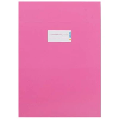 Image of HERMA 19749 Notebook Covers A4 Cardboard Pink, Pack of 10, with Labelling Field Made Sturdy and Extra Strong Paper, Cover Set for School Notebooks, Coloured