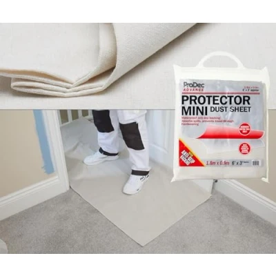 Image of ProDec Advance 6ft x 3ft Water Resistant Protector Cotton Dust Sheet Drop Cloth For Doorways And Narrow Places When Painting Decorating, Absorbs Spills No Soak Through, DIY &amp; Professional