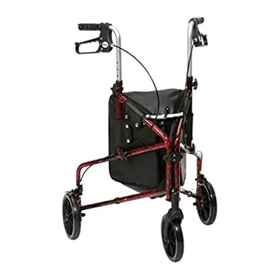Image of Drive Lightweight Aluminium Trombone Style Tri Walker with Vinyl Bag, Flame Effect, Red