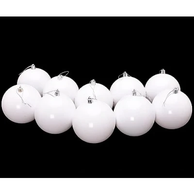 Image of Toyland® 10 Extra Large 100mm Colour Christmas Baubles Tree Decorations (White)