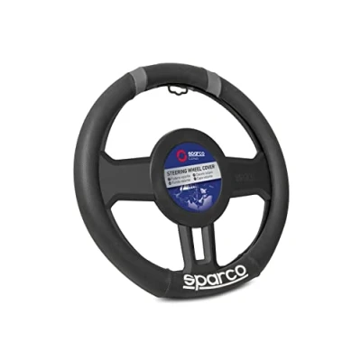 Image of SPARCO SPC1114GR Steering Wheel Cover Flat Bottom, Black/Grey