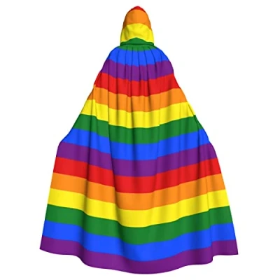 Image of Wurton Rainbow Carnival Hooded Cape For Adults, Witch And Vampire Cosplay Costume Cloak,Suitable Parties