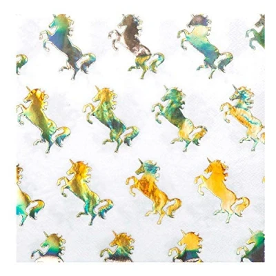 Image of Boland 10201465 Bol50004 Paper Napkins Sparkling Unicorns, Adult, Multi Coloured