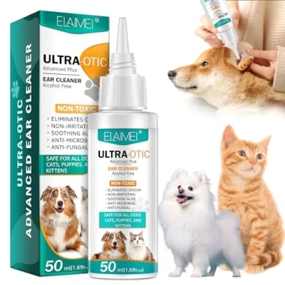Image of JCZQDRPC Ear Cleaner for Dogs, 50ml Dog Drops, Dogs Yeast Infection, Care Relief Itchy Ears, is an Antibacterial, Non Irritating Drops and Cats
