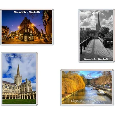 Image of Norwich Norfolk 4 Pack Jumbo Fridge Magnet/Magnets