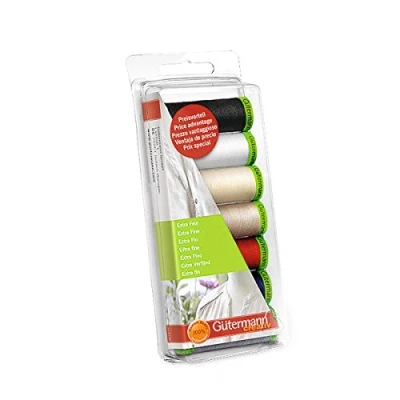 Image of Gutermann Thread Set: Extra Fine: 7 x 200m: Assorted, Polyester blend, Multi Colour, 6.8 2 16.2 cm