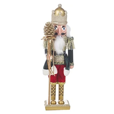 Image of URBNLIVING Traditional Christmas Nutcracker Soldier Statue Figurine, 38 82cm Decorative Xmas Ornament on Wooden Stand, Available in 3 Sizes (38cm)