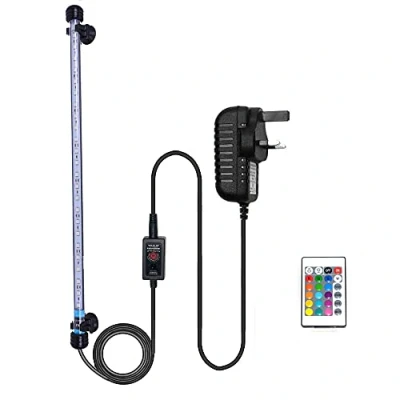 Image of VARMHUS Submersible LED Aquarium Light, 48 cm Underwater Fish Lamp Waterproof Lighting for Tank with Remote Control (RGB Color)