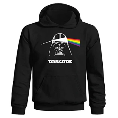 Image of Youth Kids Childrens Darkside Darth Vader Pink Floyd Parody Pullover Hoodie Black 7 8 Years (M)