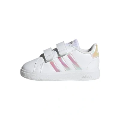 Image of adidas Grand Lifestyle Court Hook and Loop Sneaker, FTWR White/Iridescent/FTWR White, 5 UK Child