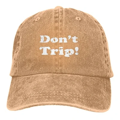 Image of 351 Women Men Baseball Cap, Don&#039;t Trip Denim Cap Cotton Peaked Classic Plain Hat for Summer Running Golf