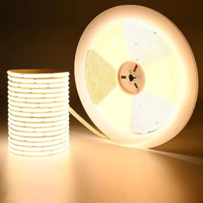 Image of GOMING 24V 20M COB LED Strip Light Warm White 3000K 146W 9600LEDs 14000Lm Uniform Glow CRI 93+ Flexible IP20 Not Waterproof Tape Lights for DIY Factory Bedroom Home Decor(No Power Supply)