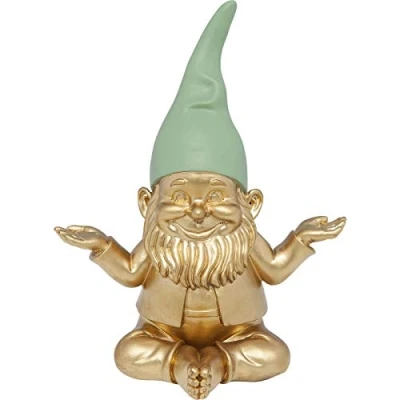 Image of Kare Design Deco Figurine Zwerg Meditation, Gold, Green, Gnome, Dwarf Statue, Gift Idea, Table Decoration, Home Decor for Living Room, Bedroom, Hallway 19x15x10cm (H/W/D)
