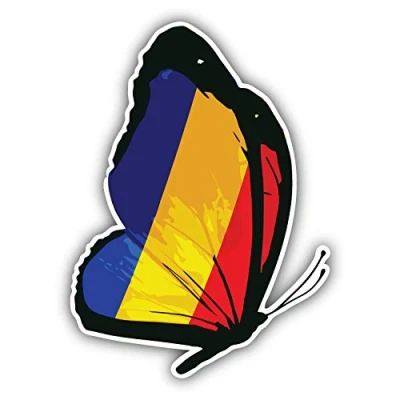 Image of postwalldecor Romania Flag Butterfly Car Bumper Sticker Decal 10 x 12 cm