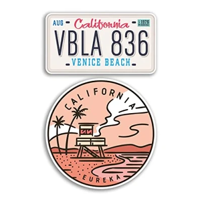 Image of 2 x 10cm Wide California Vinyl Stickers America USA States Landmarks Holiday Travel Adventure Map Flag Country Scrapbooking Gift #78765
