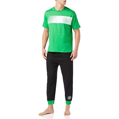 Image of Celtic F.C. Mens Pyjamas Cotton PJs Loungewear Official Football Gifts For Men (S) Green