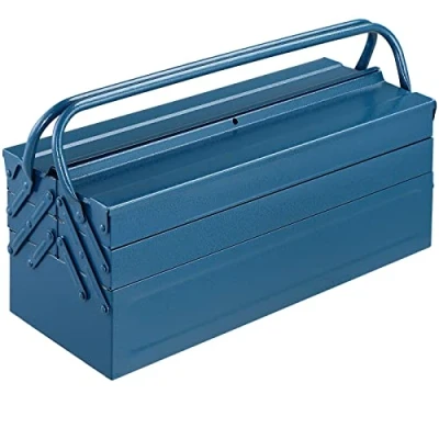 Image of DEUBA® Large Empty Cantilever Tool Box Big Steel with 5 Compartments Carry Handle Garage Organiser Case Blue 53 x 20 cm (21 8 Inch)