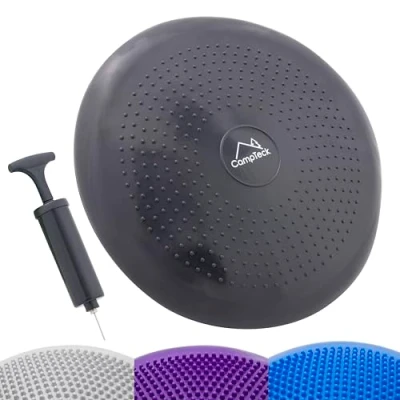 Image of CampTeck U7292 Inflatable Air Stability Balance Wobble Cushion (32cm) with Hand Pump for Core Training, Agility, Gym Workouts, Yoga, Comfortable Sitting Black