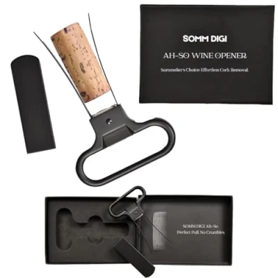Image of SOMM DIGI Sommelier Approved Ah So Wine Opener with Corkscrew Two Prong Cork Puller Bottle Crumb Free Removal