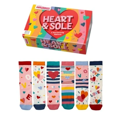 Image of United Odd Socks 6 Packmottomotive Socks, Women&#039;s, Size: 3,5 7,5, Heart and sole