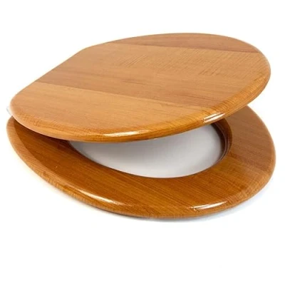 Image of Marco Paul Interiors 18&#039;&#039; Toilet Seat Universal Wooden MDF Pine Bathroom Home En Suite Oval Fittings Adjustable Round Replacement Traditional Hinges