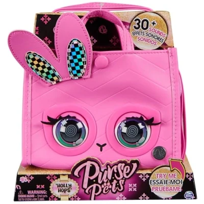 Image of Purse Pets, Holly Hops Bunny Tote Bag Interactive Pet Toy and Cross body with over 30 Sounds Reactions, Kids’ Toys for Girls Aged 4 up