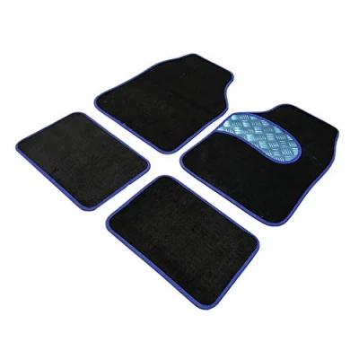 Image of Xtremeauto 4 Piece Black &amp; Blue Border Carpet Car Floor Mat Set Mii, Ibiza, Leon, Ateca, Toldeo, Exeo, Tarraco, Arona, Alhambra