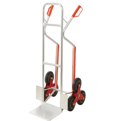 Image of Stair climber with Skids; 3 Star Wheels; Aluminium; 60/150kg; Silver