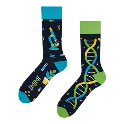 Image of Dedoles Unisex Socks for Women, Men &amp; Kids Cotton Funny Designs Football Bicycle Horses Plants Firefighter Gift Mismatched, Design: DNA Laboratory, Colour: Black, Size: 3 5 M / 2 4,5 W UK