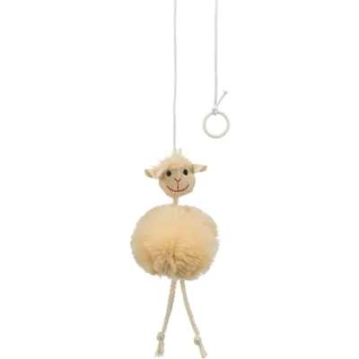 Image of Trixie Sheep On An Elastic Band Plush Cat Toy with Bell, 20 cm