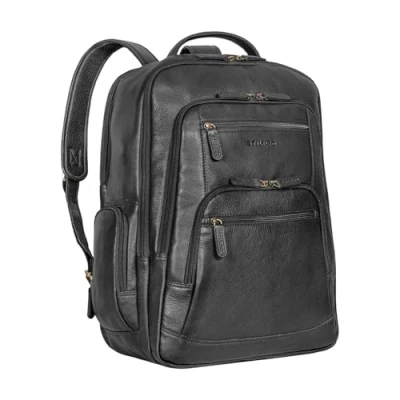 Image of STILORD &#039;Igor&#039; Leather Backpack Large Men and Women Laptop 18 Inches Business Travel Teachers Bag, Colour:Black